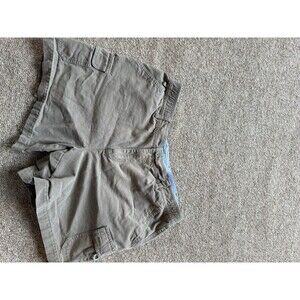 Columbia Women’s L Beige Cargo Hiking Shorts Cotton Flat Front Belt Loops